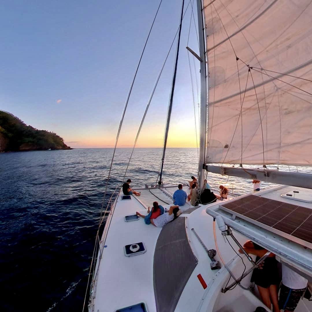 Sunset from the 42-foot catamaran off Tamarindo
